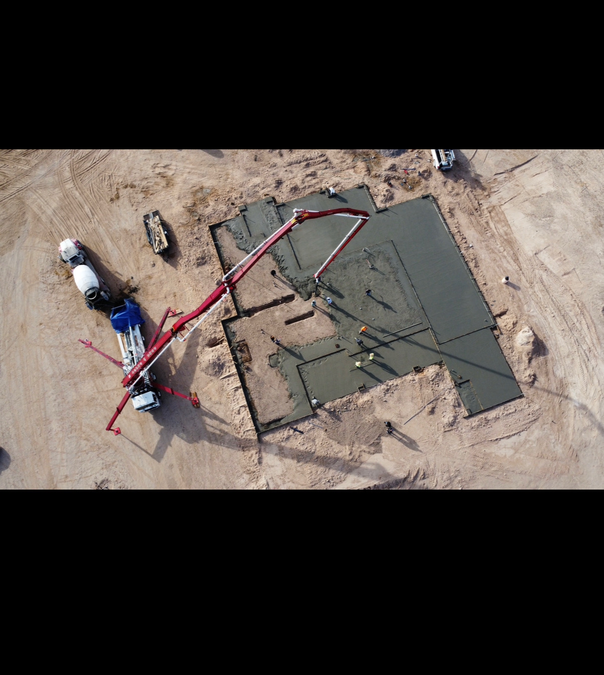 Aerial — foundation pour with pump truck