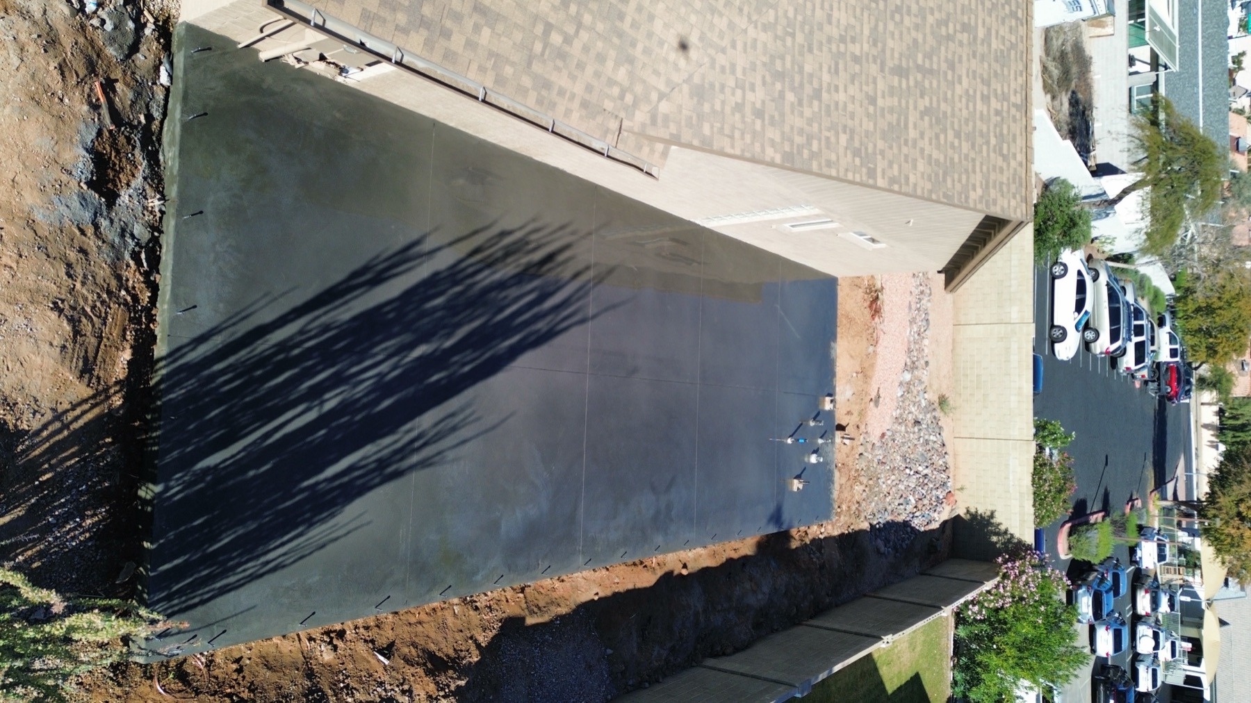 Aerial view of foundation pour