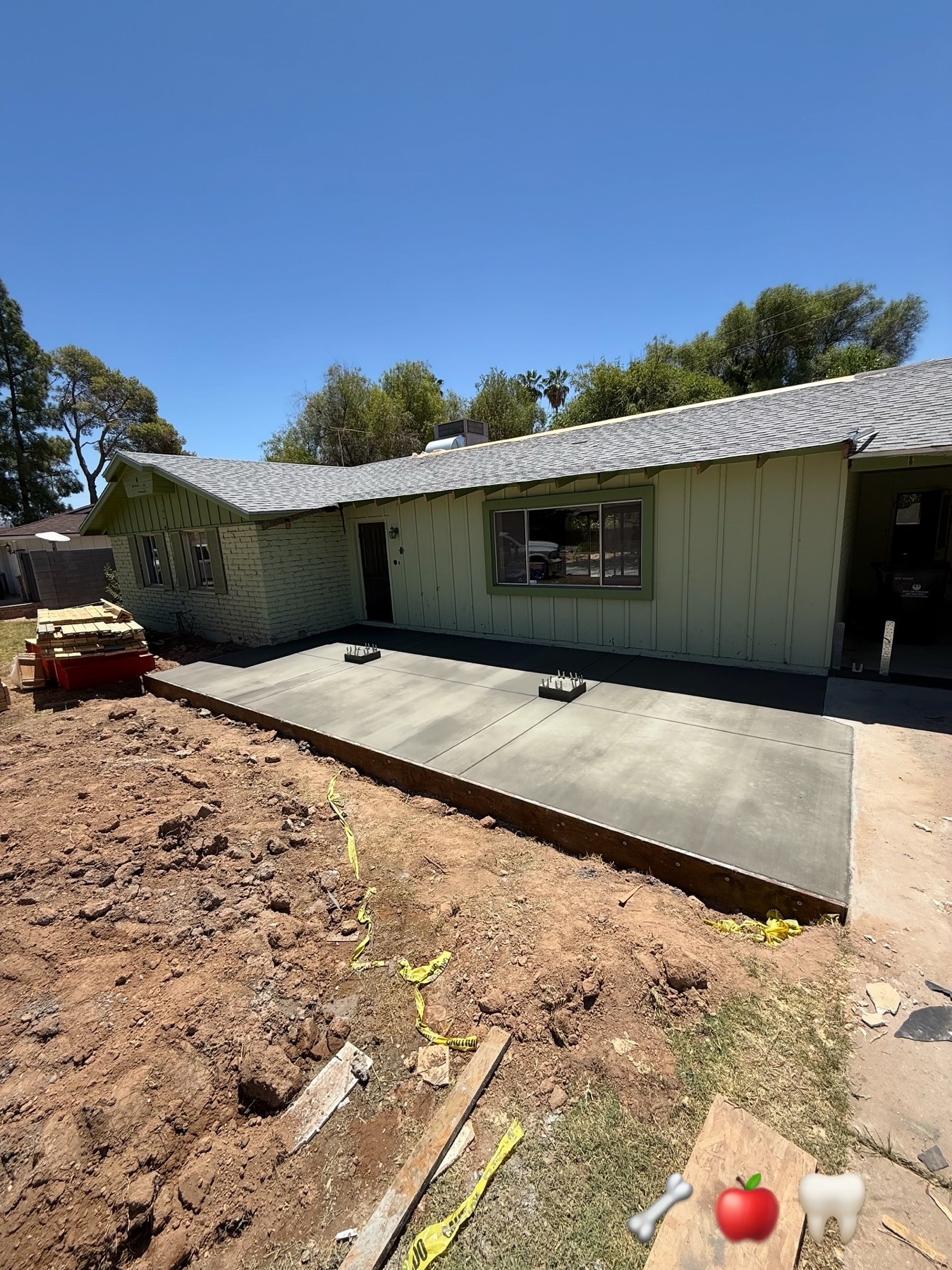 Finished patio at a ranch-style home