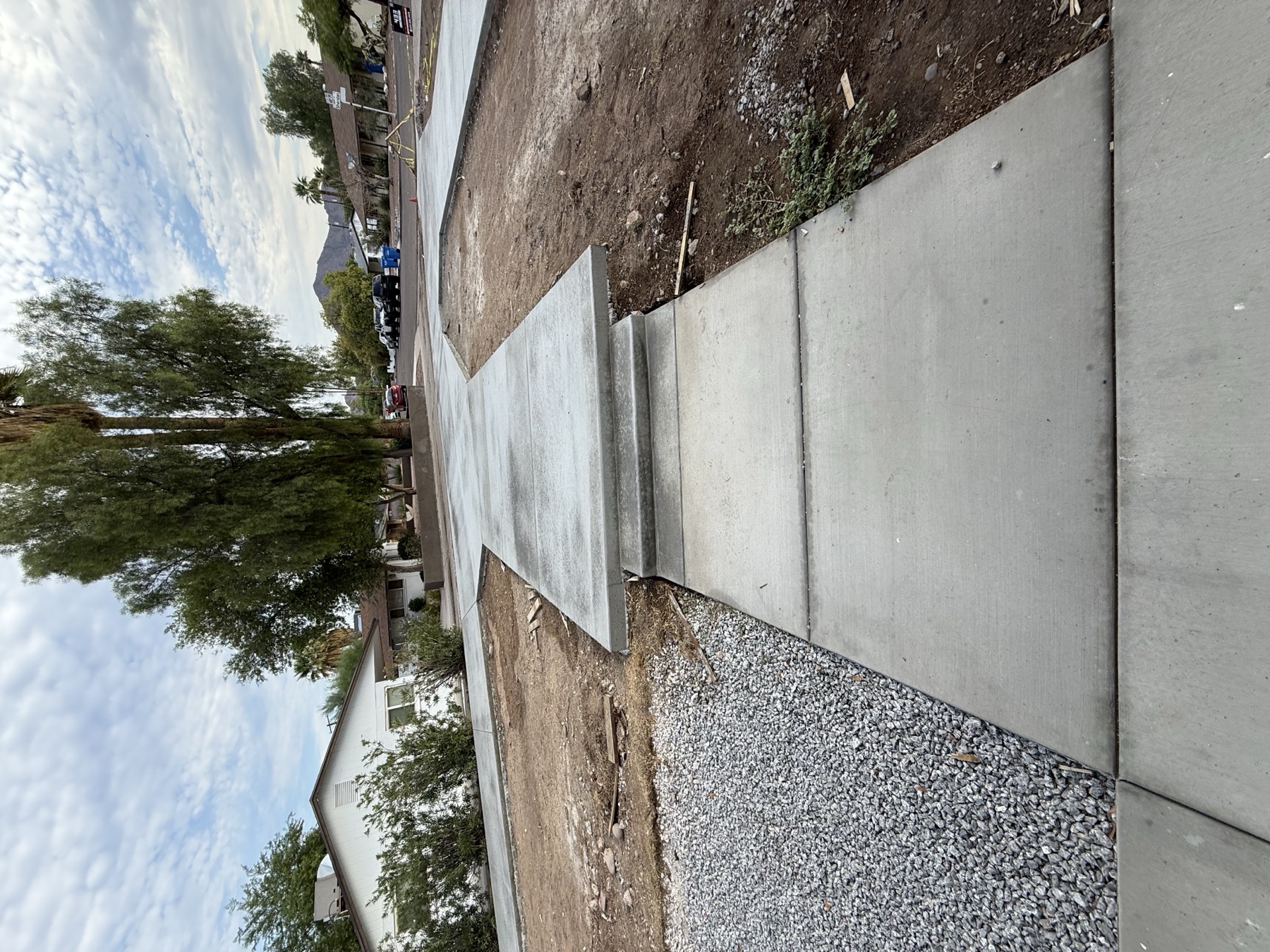 Sidewalk pour with mountain view